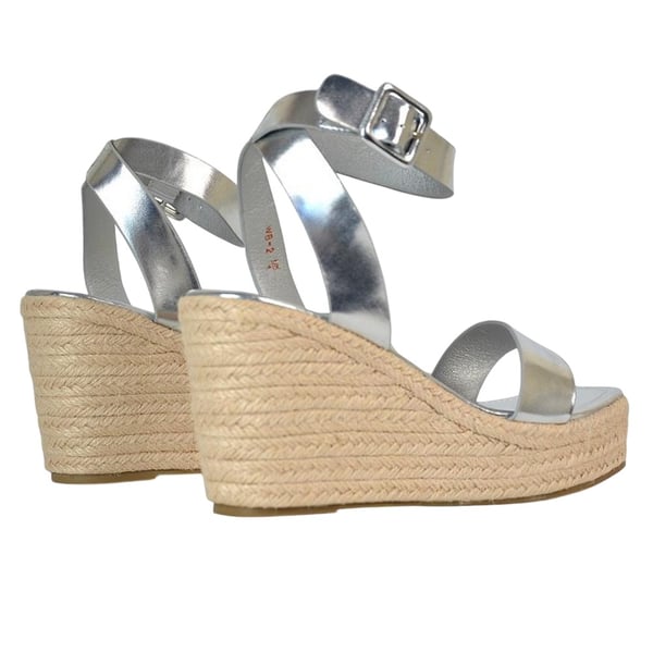 XY London Womens/Ladies Linda Woven Metallic Platform Wedge Sandals