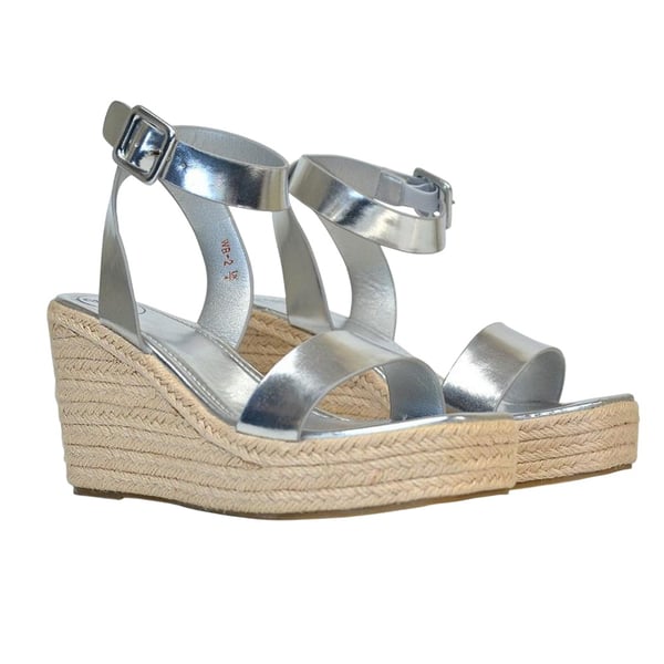 XY London Womens/Ladies Linda Woven Metallic Platform Wedge Sandals XY London Womens/Ladies Linda Woven Metallic Platform Wedge Sandals