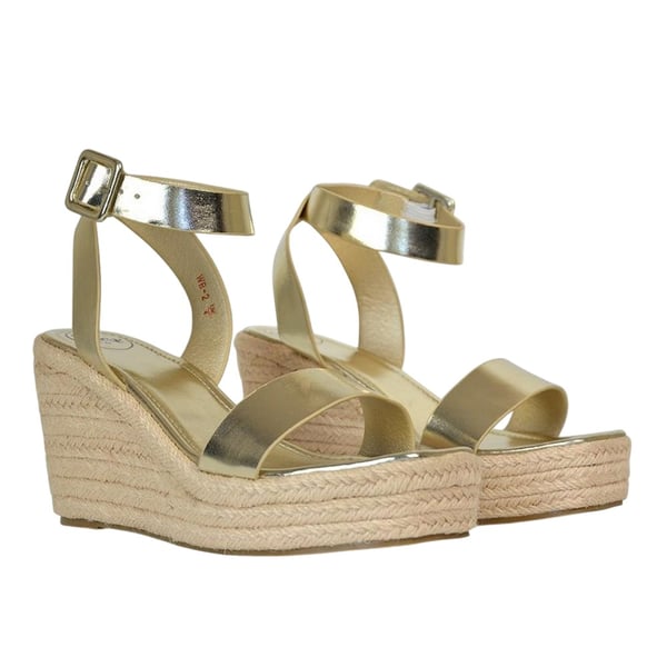 XY London Womens/Ladies Linda Woven Metallic Platform Wedge Sandals