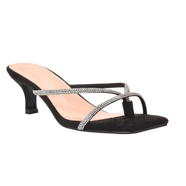 XY London Womens/Ladies Megan Diamante Slip-on Kitten Heel Mules