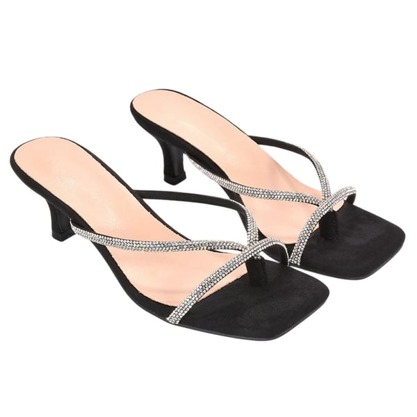 XY London Womens/Ladies Megan Diamante Slip-on Kitten Heel Mules