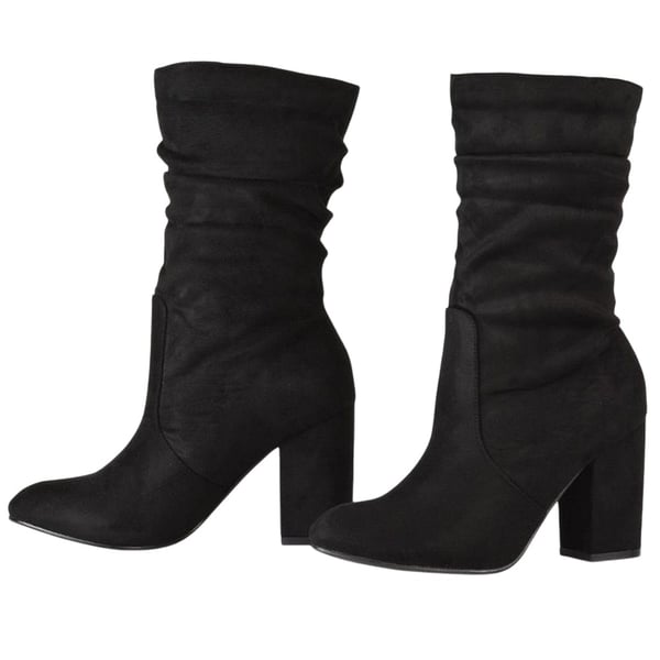 XY London Womens/Ladies Belle Ruched Medium Block Heel Boots