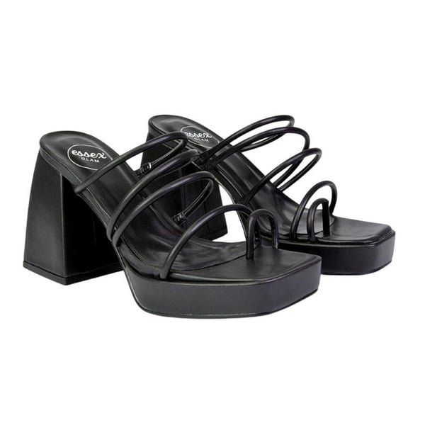 XY London Womens/Ladies Colt Strappy Square Toe High Block Heel Mule Sandals