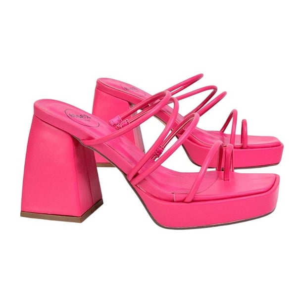XY London Womens/Ladies Colt Strappy Square Toe High Block Heel Mule Sandals