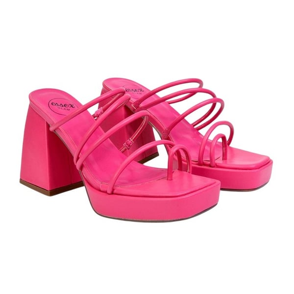 XY London Womens/Ladies Colt Strappy Square Toe High Block Heel Mule Sandals