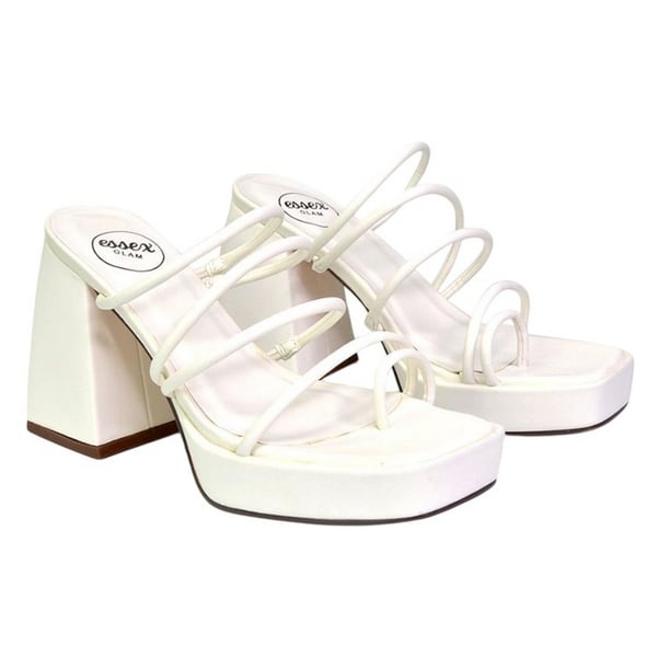 XY London Womens/Ladies Colt Strappy Square Toe High Block Heel Mule Sandals