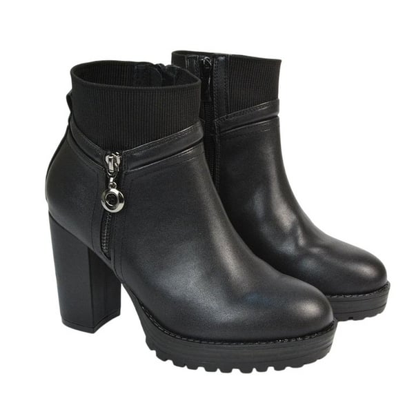 XY London Womens/Ladies Caitlin Zip High Block Heel Ankle Boots
