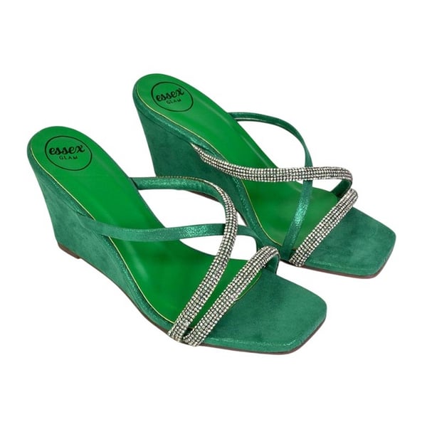 XY London Womens/Ladies Kinsley Diamante Square Toe Strappy Wedge Wedge XY London Womens/Ladies Kinsley Diamante Square Toe Strappy Wedge Wedge