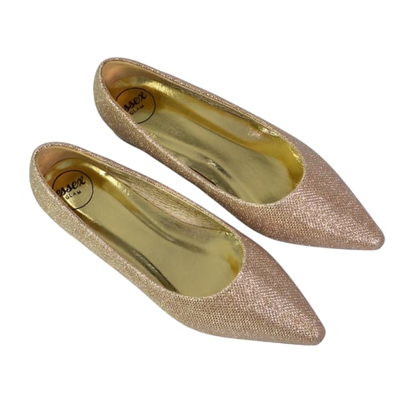 XY London Dam Karen Glitter Spetsig Låg Klack Pumps