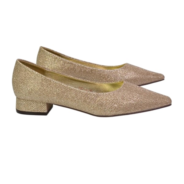 XY London Dam Karen Glitter Spetsig Låg Klack Pumps