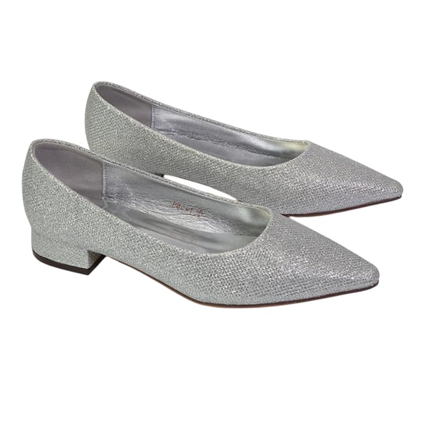 XY London Dam Karen Glitter Spetsig Låg Klack Pumps