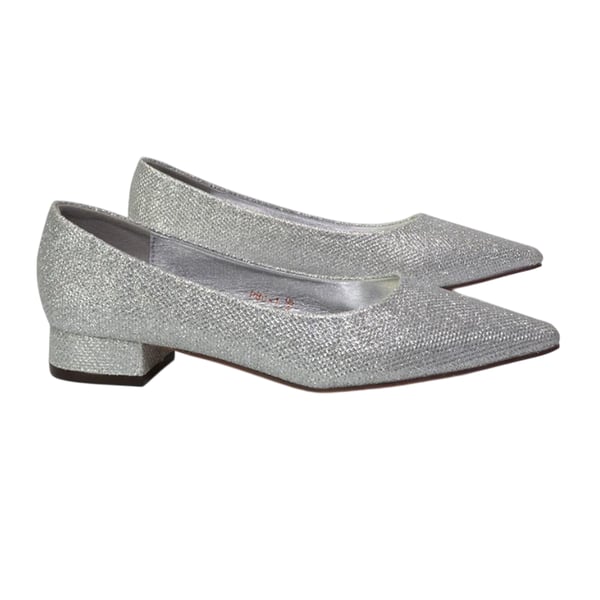 XY London Dam Karen Glitter Spetsig Låg Klack Pumps