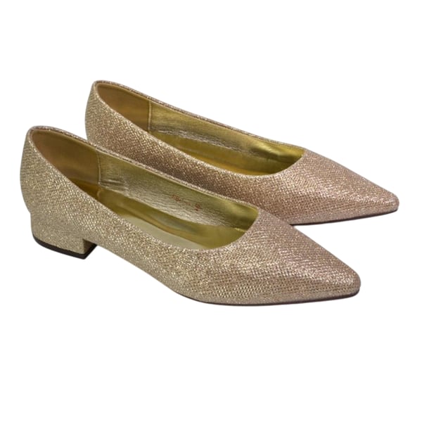 XY London Dam Karen Glitter Spetsig Låg Klack Pumps