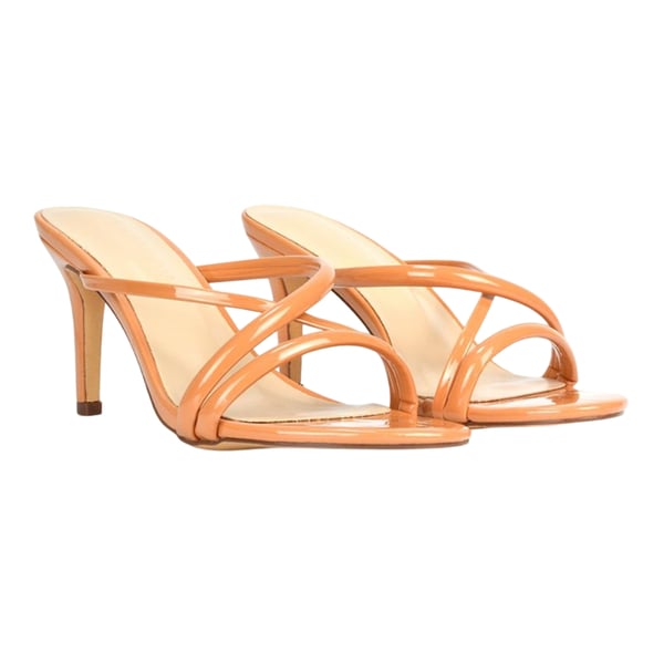 XY London Womens/Ladies Angel Patent Crossover Strap Mule Sandals