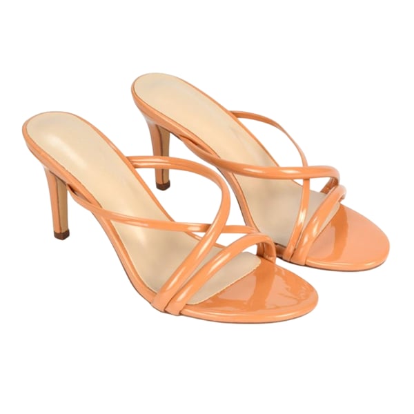 XY London Womens/Ladies Angel Patent Crossover Strap Mule Sandals