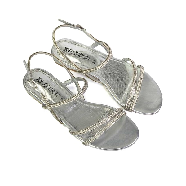 XY London Womens/Ladies Orla Diamante Strappy Summer Flat Sandals