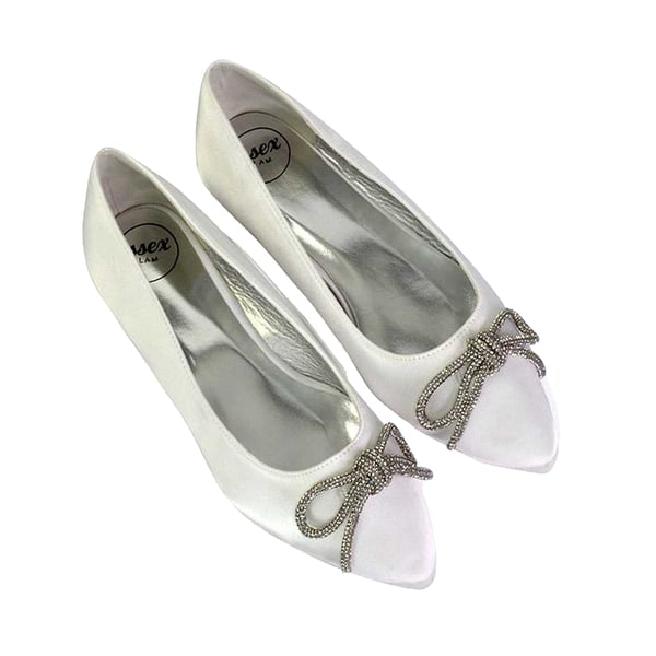 XY London Naisten Blossom Bow Diamante -kärkibalettikengät