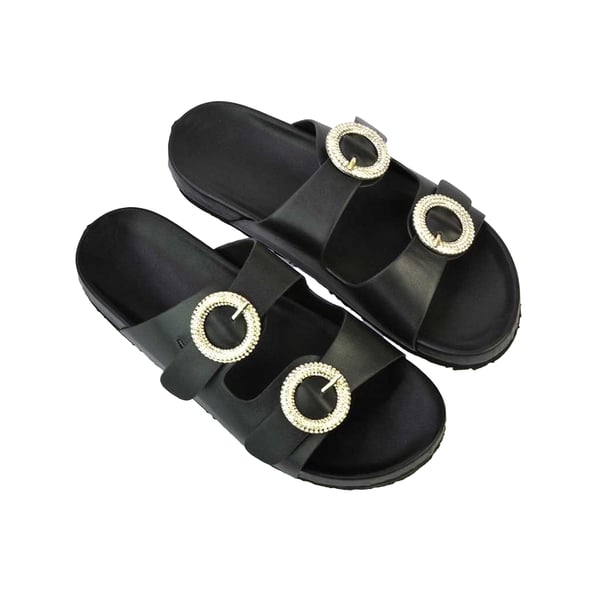 XY London Womens/Ladies Reggie Diamante Double Strap Flat Sandals