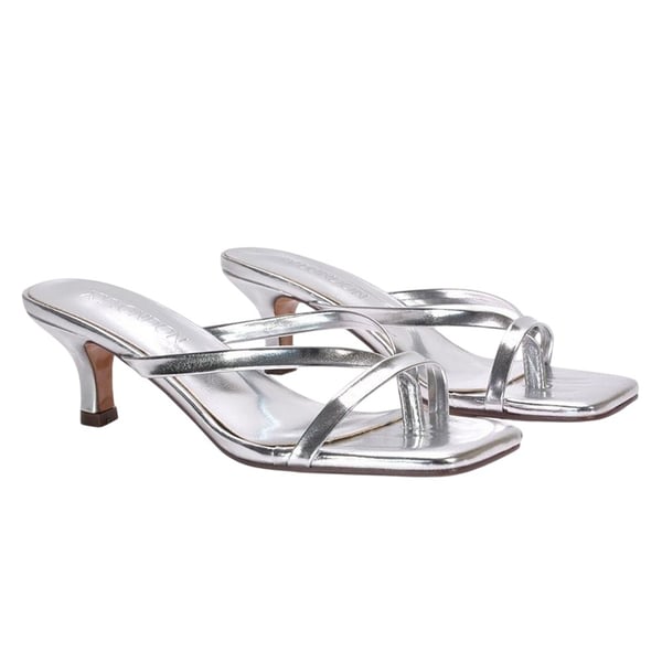 XY London Womens/Ladies Tiana Metallic Square Toe Kitten Heel Mules