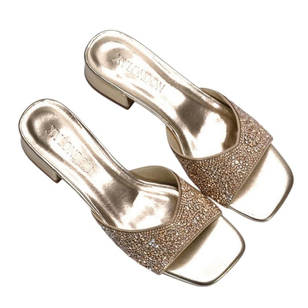 XY London Womens/Ladies Erica Metallic Low Block Heel Mule Sandals