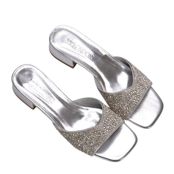 XY London Womens/Ladies Erica Metallic Low Block Heel Mule Sandals