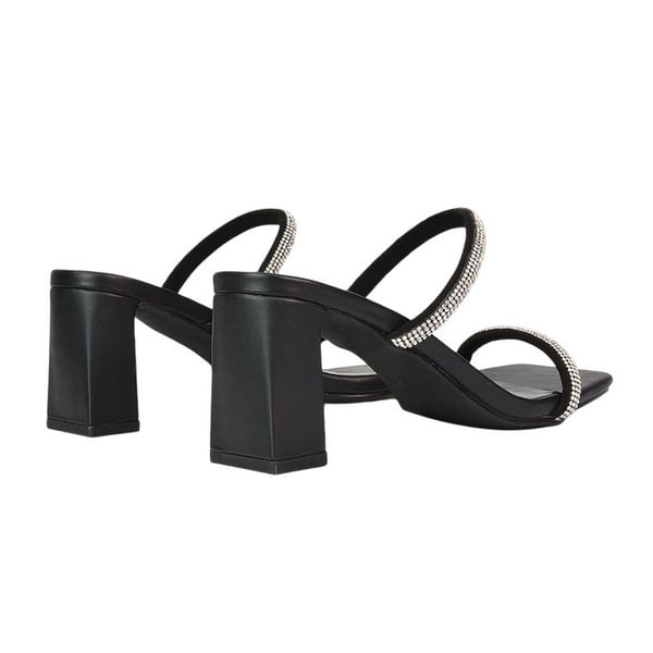 XY London Womens/Ladies Holden Diamante Square Toe Medium Block Mules