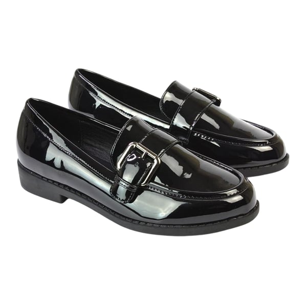 XY London Womens/Ladies Kali Patent Chunky Sole Buckle Loafers