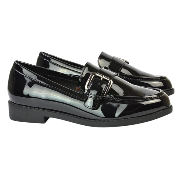 XY London Womens/Ladies Kali Patent Chunky Sole Buckle Loafers