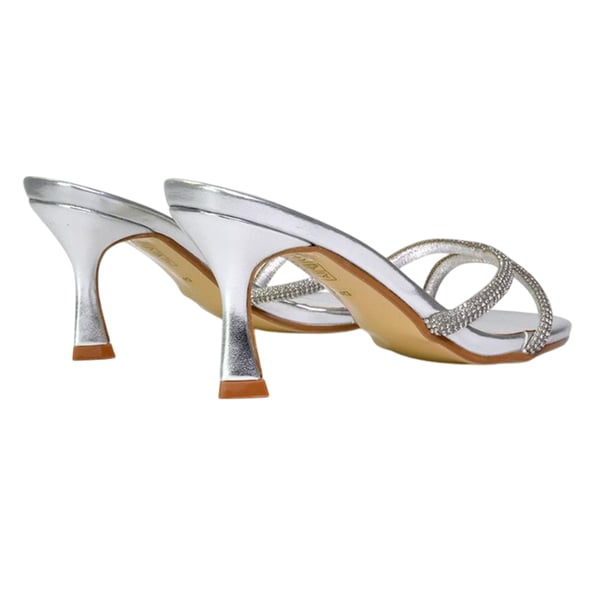 XY London Womens/Ladies Abby Metallic Diamante Strappy Stiletto Heel Mules