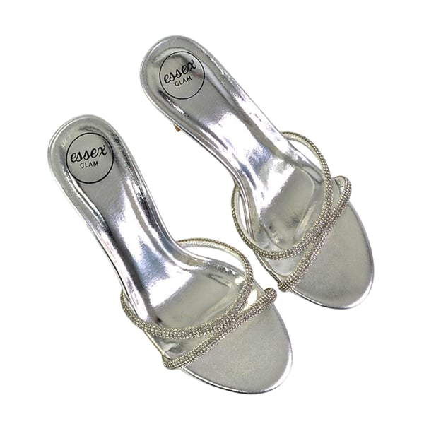 XY London Womens/Ladies Abby Metallic Diamante Strappy Stiletto Heel Mules