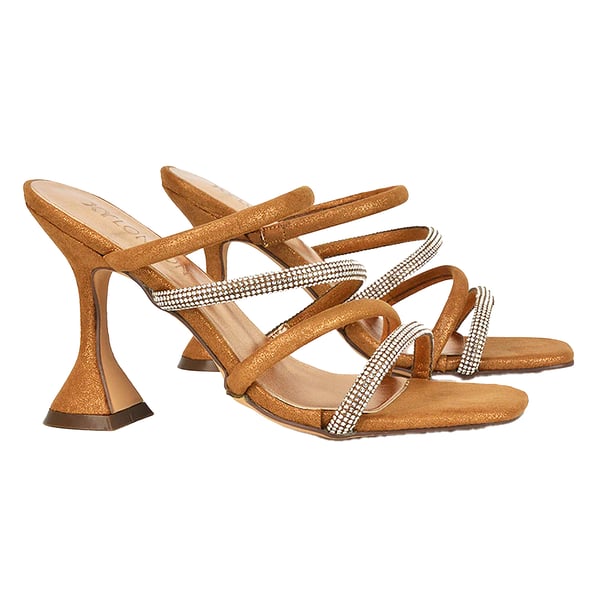 XY London Womens/Ladies Posie Diamante Strappy High Heel Mules