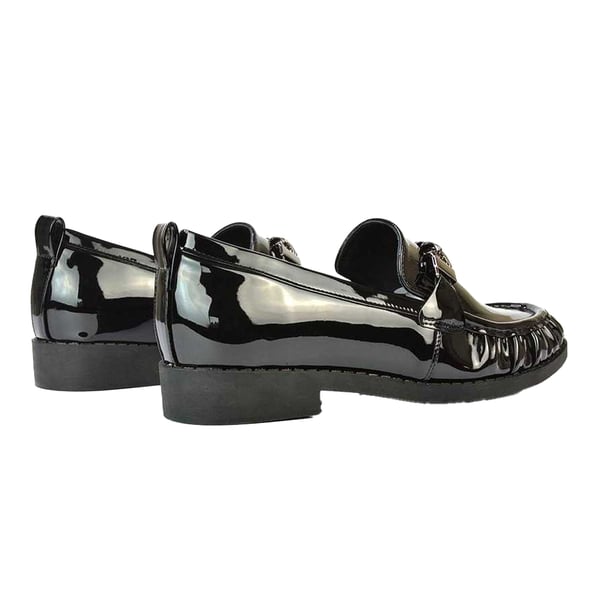 XY London Womens/Ladies Heidi Chain Detail Patent Leather Ruched Loafers