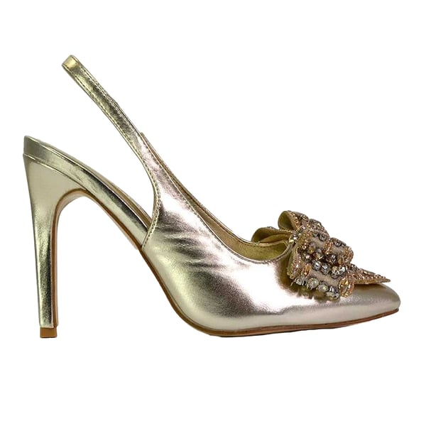 XY London Womens/Ladies Felicity Bow Diamante Sling Back Stiletto Heel Court Shoes