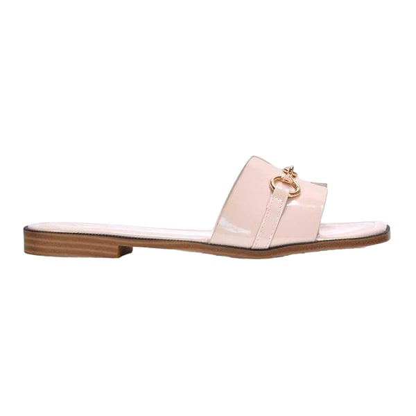 XY London Womens/Ladies Lesley Patent Square Toe Buckle Detail Sliders