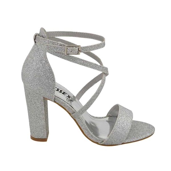 XY London Womens/Ladies Briella Glitter Strappy High Block Heel Sandals
