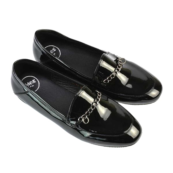 XY London Womens/Ladies Tessah Patent Chain Detail Flat Loafers