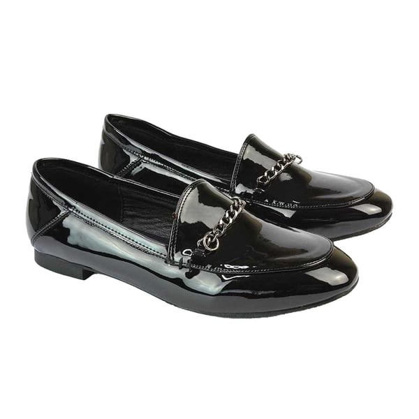 XY London Womens/Ladies Tessah Patent Chain Detail Flat Loafers