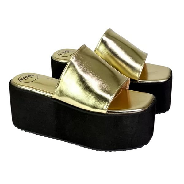 XY London Womens/Ladies Kaiya Metallic Flatform Sliders XY London Womens/Ladies Kaiya Metallic Flatform Sliders