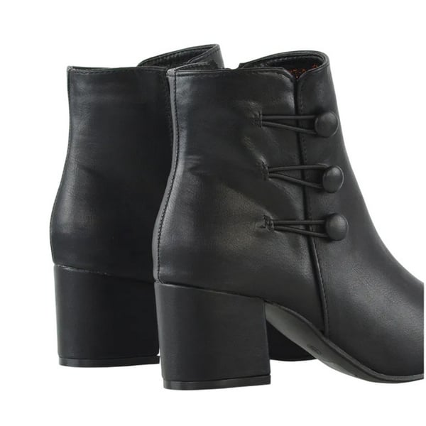 XY London Womens/Ladies Ruth Button Low Mid Block Heel Ankle Boots