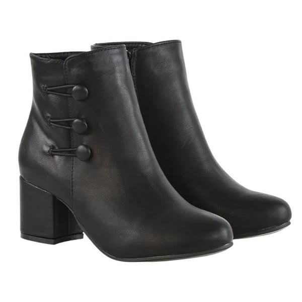XY London Womens/Ladies Ruth Button Low Mid Block Heel Ankle Boots