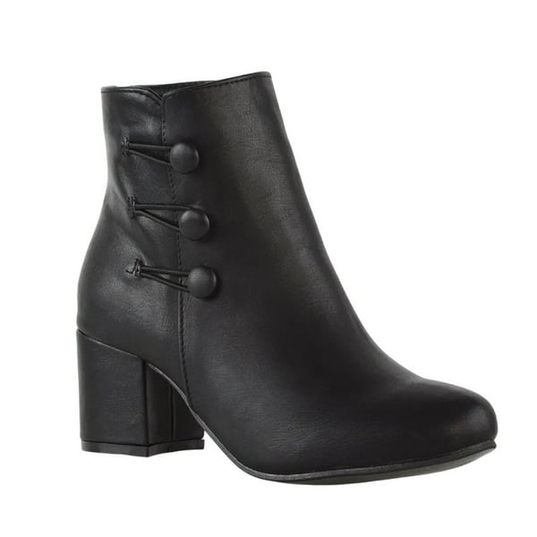 XY London Womens/Ladies Ruth Button Low Mid Block Heel Ankle Boots XY London Womens/Ladies Ruth Button Low Mid Block Heel Ankle Boots