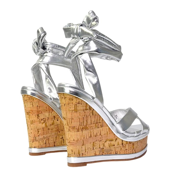 XY London Womens/Ladies Kammie Cork Metallic Wedge Sandals