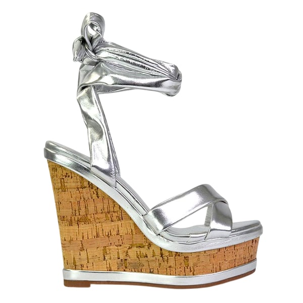 XY London Womens/Ladies Kammie Cork Metallic Wedge Sandals