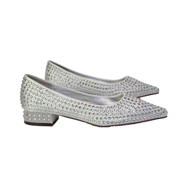 XY London Dam/Kvinnor Gemini Diamante Bröllop Låg Blockklack Pumps