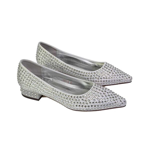 XY London Dam/Kvinnor Gemini Diamante Bröllop Låg Blockklack Pumps
