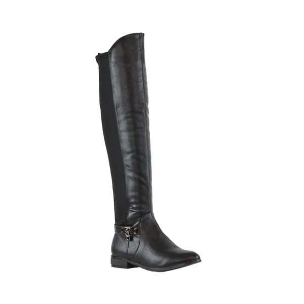 XY London Womens/Ladies Bella Elasticated Flat Long Boots XY London Womens/Ladies Bella Elasticated Flat Long Boots