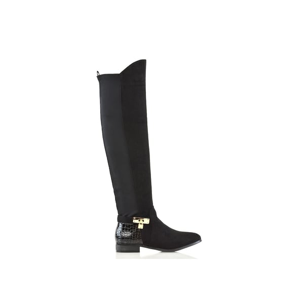 XY London Womens/Ladies Bella Crocodile Print Zip Elasticated Flat Thigh-High Boots