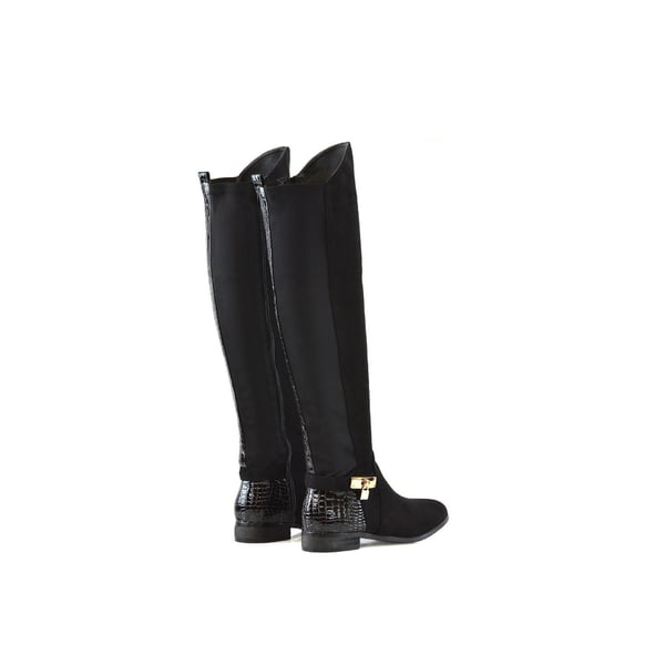 XY London Womens/Ladies Bella Crocodile Print Zip Elasticated Flat Thigh-High Boots