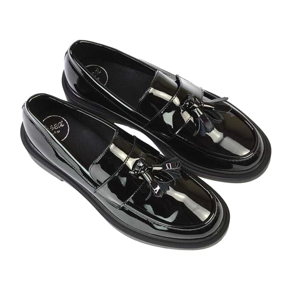 XY London Womens/Ladies Alida Patent Chunky Tassel Flat Loafers