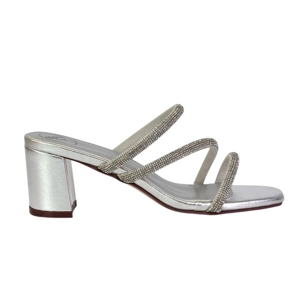 XY London Womens/Ladies Mckenna Diamante Strappy Block Heel Mules